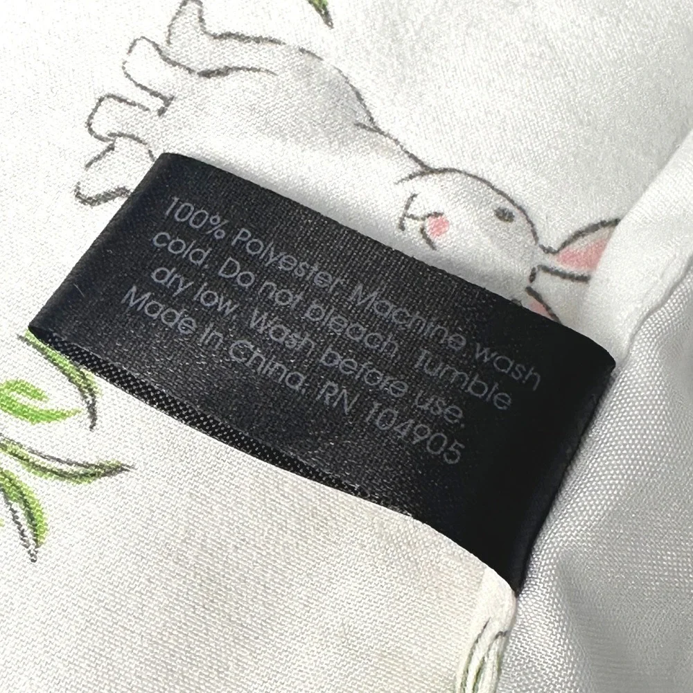 Cynthia Rowley Bunny Rabbit Floral Print White Bed Queen Sheet Set Easter
